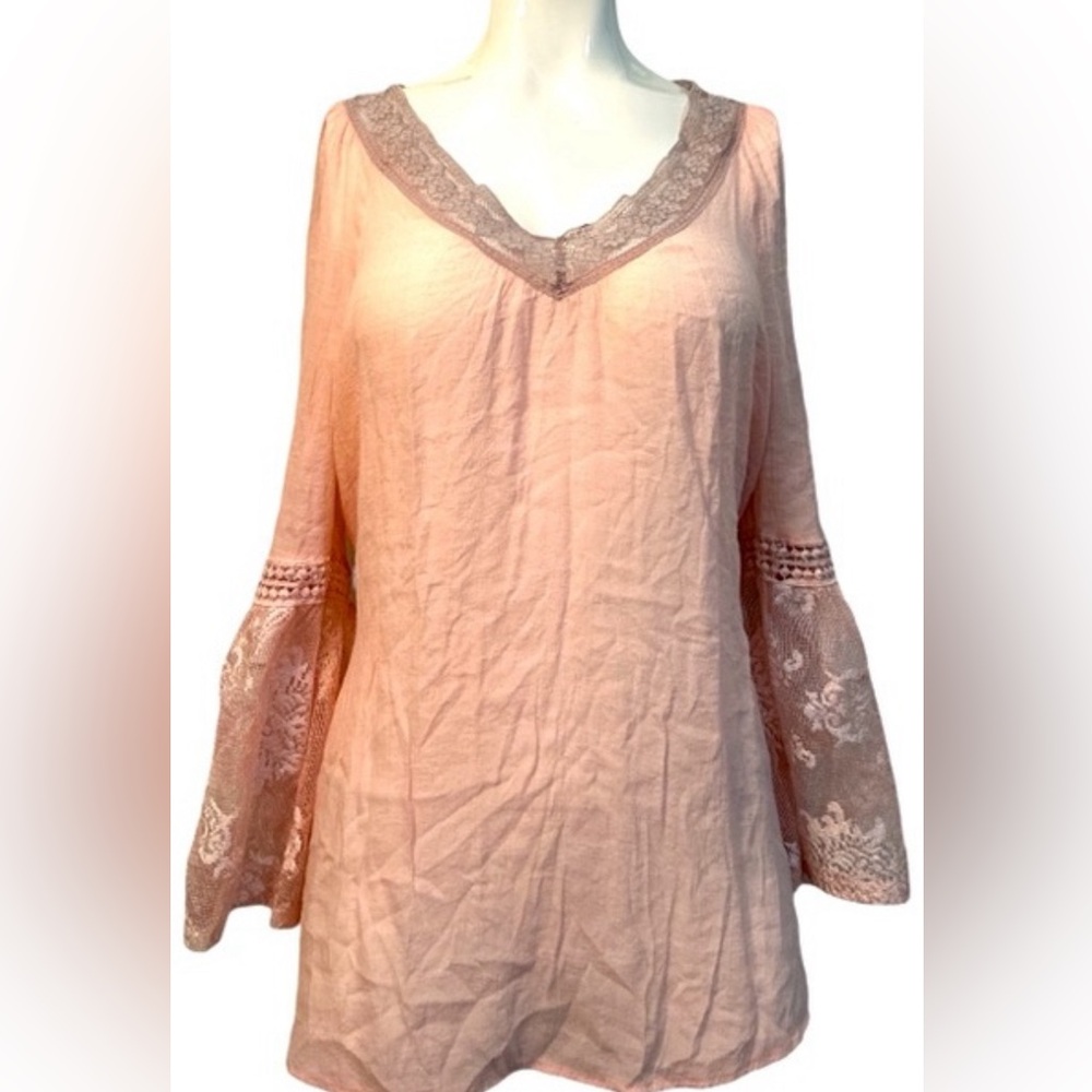 No boundaries beautiful top shirt  3/4 short sleeve ruffle women size 2X